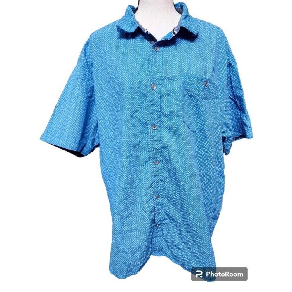 Steve's Jeans Blue Button Down 100% Cotton Short Sleeve Shirt Size 3X